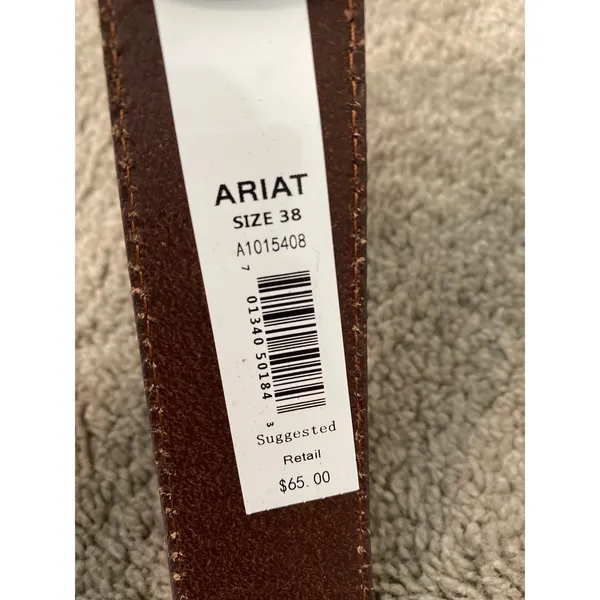 New Ariat Brown Basketweave Leather Western Concho Belt Size 38 - Image 2