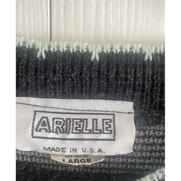Arielle Vintage Floral Plaid Sweater Womens Size Large Gray Knit Y2K USA - Image 4