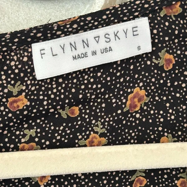 Flynn Skye Brown Floral Mini Dress Square Neck Long Sleeve Boho Whimsigoth NWT S - Image 9