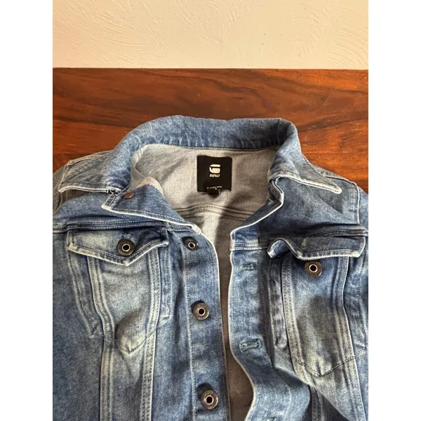 G-Star Raw 3301‎ Slim Jacket Womens XS Blue Denim Trucker D17437-C052-C293 - Image 2