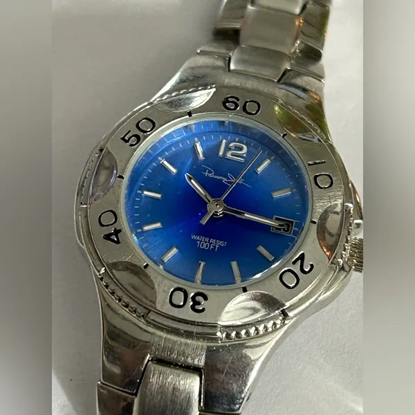 Panama Jack Women’s Silver Link and Blue Face Water Resistant Watch - Image 2