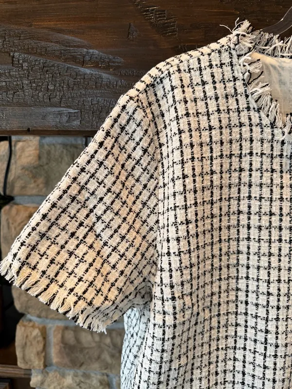 Ann Taylor Tweed Fringe Trim Top NWT - Image 2