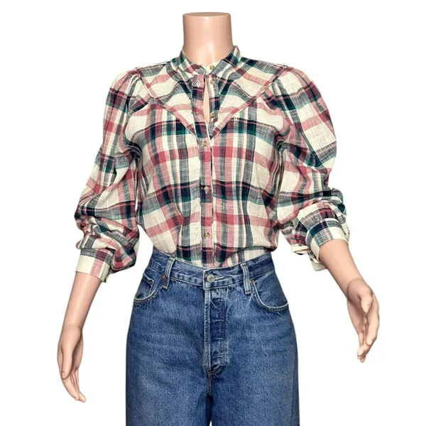 SÉZANE Doria Shirt, San Francisco Check, FR34/US2 - Image 9