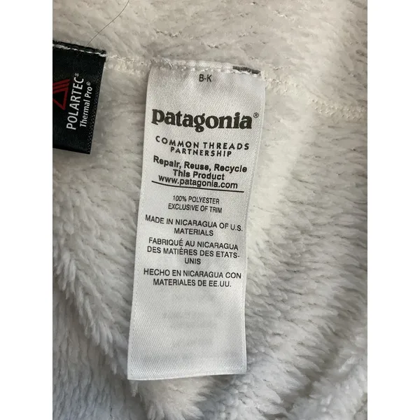 Patagonia Women's Cream Fleece Pullover Snap‎ Button Sweater Cozy Warm - Image 10