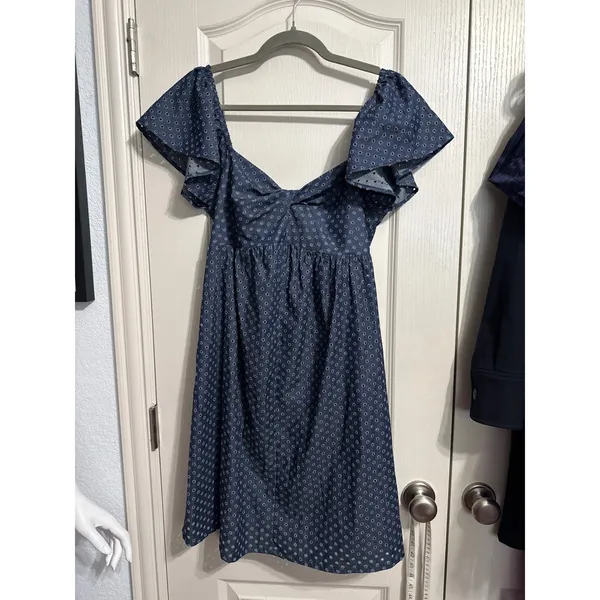 LA Relaxed Eyelet Sundress Chambray Organic‎ Cotton Dress Cottagecore Coquette - Image 2