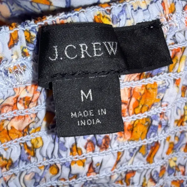 J.Crew Liberty Meadow Song Floral Smocked Cotton Poplin Midi Dress Blue Medium - Image 3