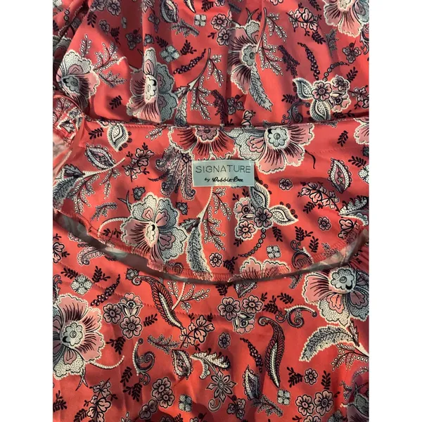 Signature by Bobbie Brooks Coral Floral Print Dress Plus Size 1X‎ Short Sleeve - Image 4