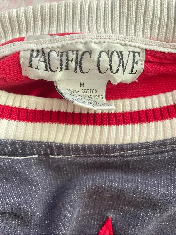 Pacific Cove Vintage 90s Y2K Pullover Star Striped Tunic Sweatshirt Nautical USA - Image 2