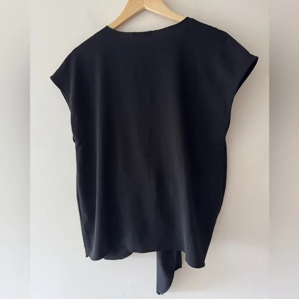 Zara Black Front‎ Tie Knot V Neck Blouse - Image 3