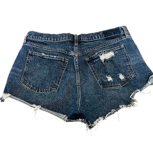 Abercrombie & Fitch Women's Curve Love Denim Cutoff Shorts Size 30 Blue - Image 7