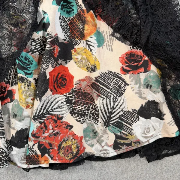 CHORD Juniors Size 7 Black Multi-Color Floral Lace Sleeveless Fit & Flare Dress - Image 5