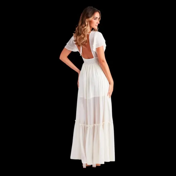 Windsor Summer Daydream Ivory Ruffled Chiffon Maxi Dress (NWT) - Image 4