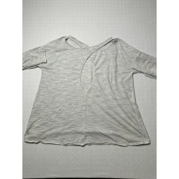 Lululemon Rest Less Long Sleeve Top Gray Cutout Back Women’s Large - Image 2