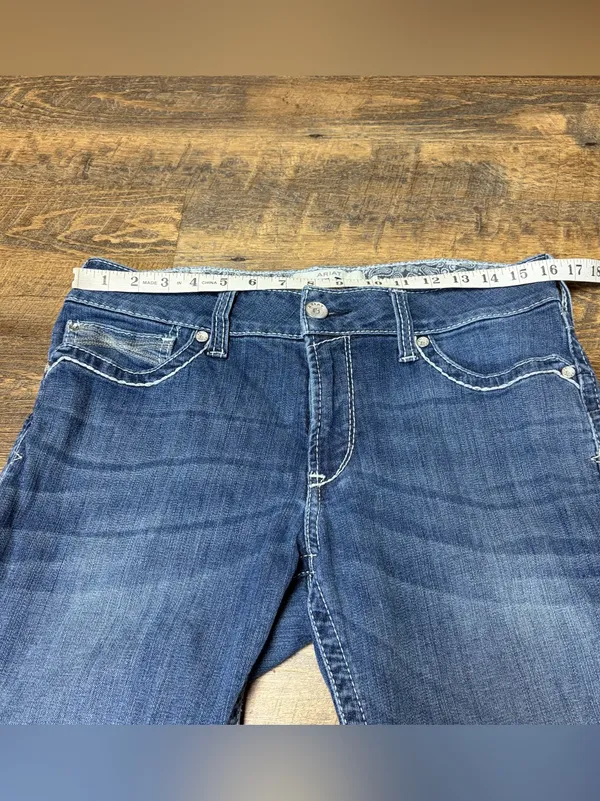 Ariat R.E.A.L. Straight Leg Jeans Womens 32R Stretch Mid Rise Western Stitch - Image 5