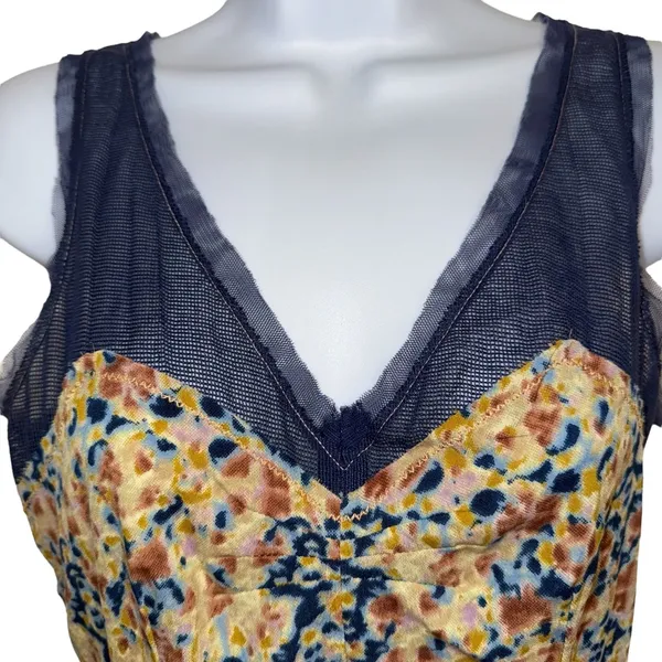 URBAN OUTFITTERS STARING AT STARS‎ Print V-Neck Mesh Trim Sleeveless Dress EUC 4 - Image 3
