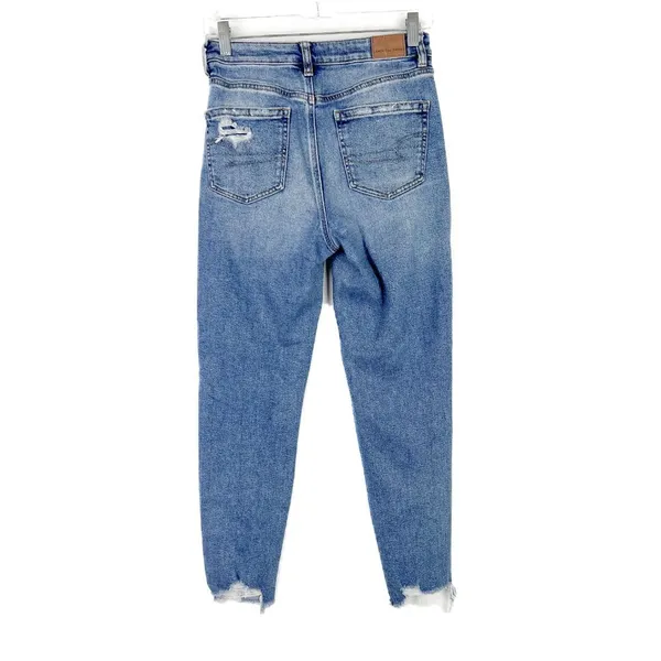 American Eagle Distressed Stretch Mom Jean Ankle Length Size 2 EUC T2586 - Image 7