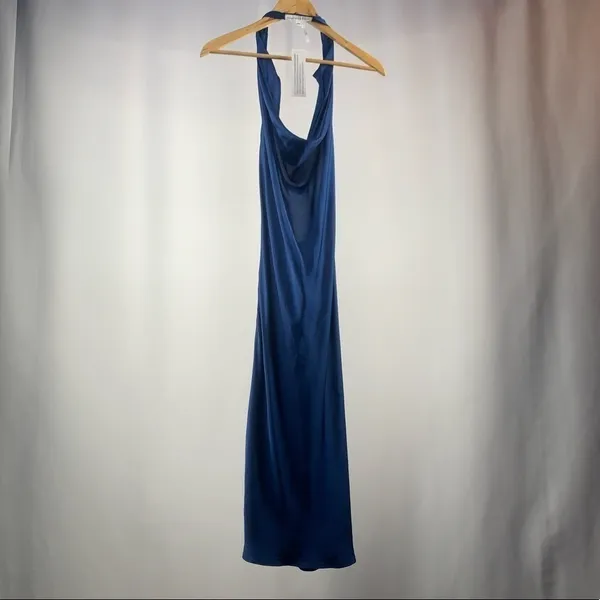 NWT Young Fabulous & Broke Rebel Satin Halter Dress in Jewel Blue‎ Size Medium - Image 4