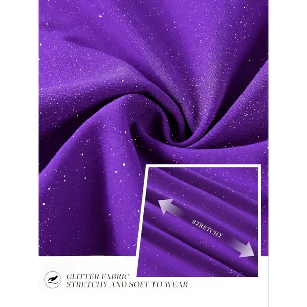 NEW Formal Glitter Wedding Guest Cocktail Formal 1 Shoulder Long Sleeve Dress L - Image 8