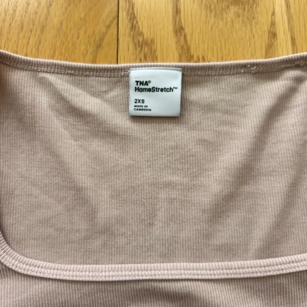 Aritzia Tna HomeStretch Rib Scoop‎ Neck Long Sleeve Top Pink Size 2XS XXS - Image 5