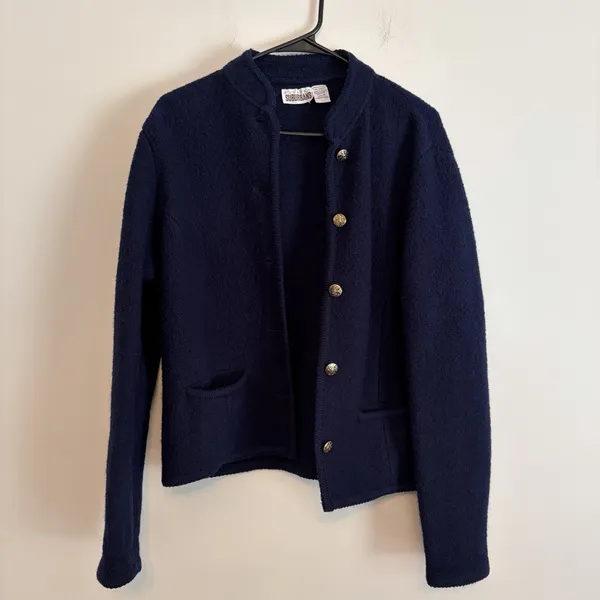 Vintage Country Suburbans 100% Wool Navy Jacket Womens M Gold Buttons Hong Kong - Image 2