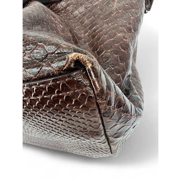 Cole Haan Bethany Snakeskin Leather Purse Shoulder Medium Sized Top Bag - Image 6