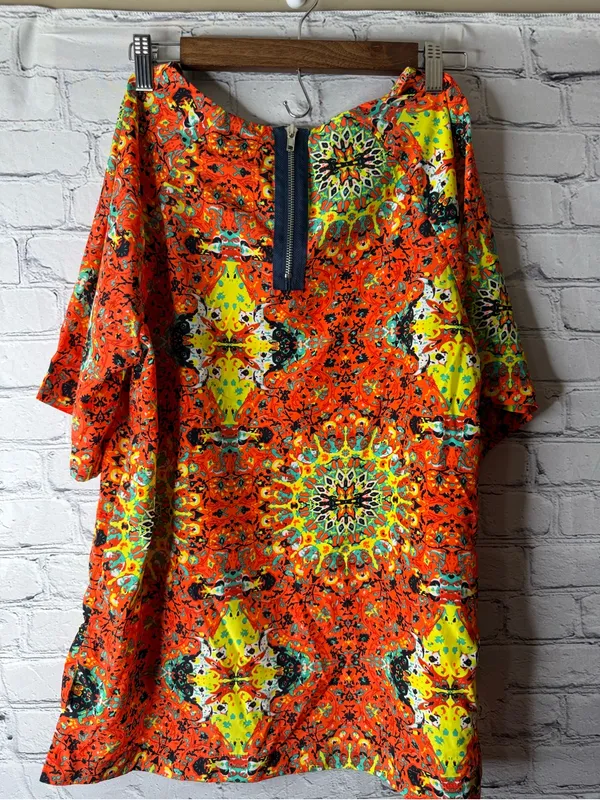 Kut from the cloth Vibrant Orange & Neon Printed Tunic Top medium - Image 9