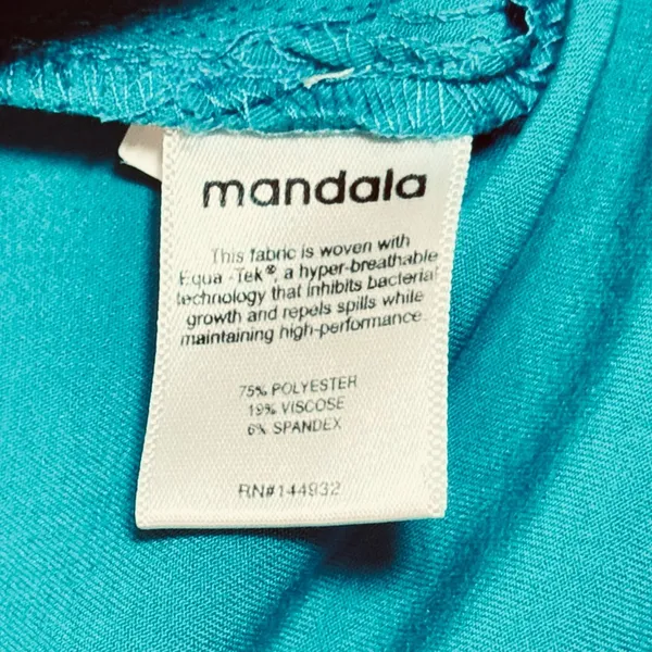 Mandala Teal Scrub Top Women’s 2XL Equa-Tek Stretch V-Neck Medical Workwear - Image 7