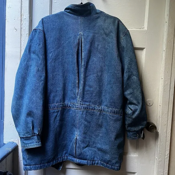 Vintage 80s Denim Chore Jacket S Barn Country Farm Rustic Boho Utility Festival - Image 2