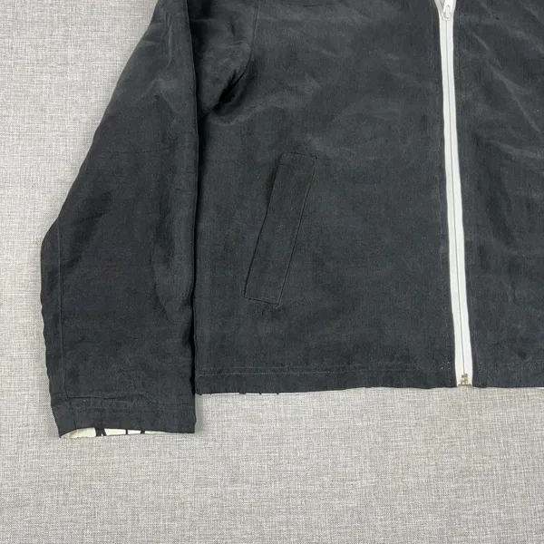 Galinda Wang Jacket Womens‎ 6 Black 100% Silk Hooded Full Zip Lightweight Lined - Image 2