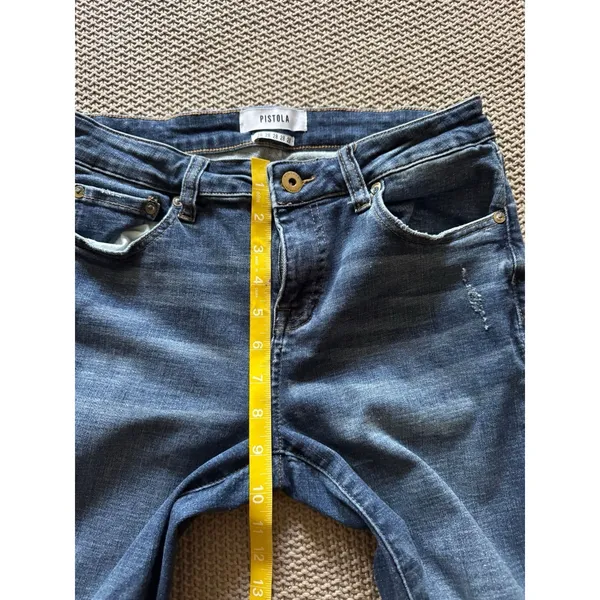 Pistola Women's Blue Denim Distressed Slim Stretch Ankle Jeans‎ Size 28 - Image 8