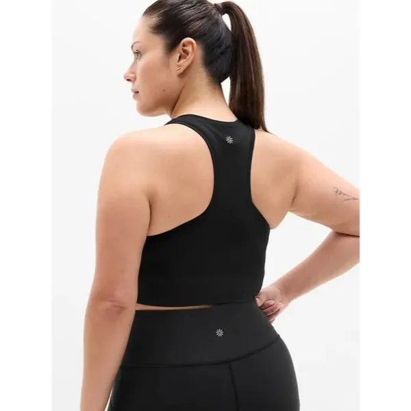 New Athleta M Momentum Seamless Flex Ultra Crop Tank Black Medium - Image 5