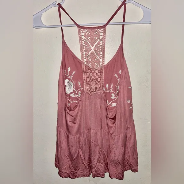 NWT POL Embroidered Lace-Back Women's Top - Pink - Image 2