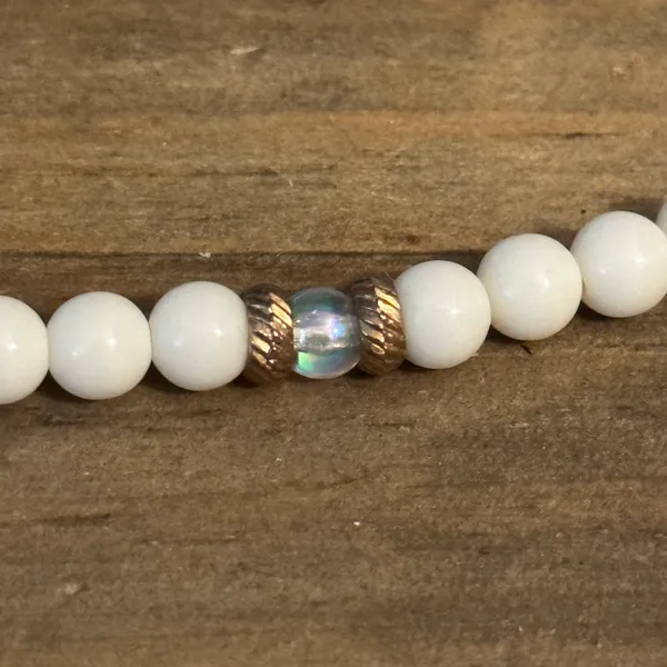 1928 Vintage Glass Bead Flower Y Necklace - Image 4