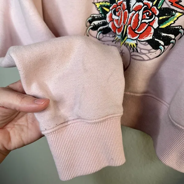 Ed Hardy Womens y2k Pink Panther Graphic Cropped Sweatshirt Medium - Image 10