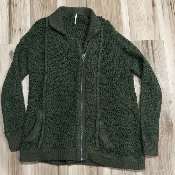 Free People Moss Cozy Up Cardigan Jacket Green Women’s Medium - Image 2