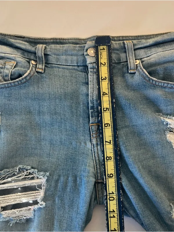 7 For All Mankind Light Blue Distressed Skinny Jeans - Image 9