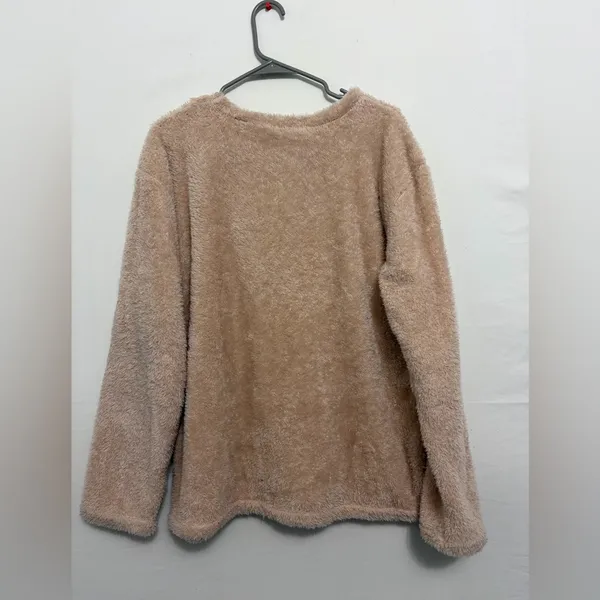 Cute Kawaii Bear Plush Fleece Sweater women’s One Size Cozy Soft Beige(A477)✨ - Image 7