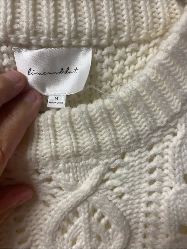 Line & Dot Cream Cable Knit Crewneck Sweater - Image 5