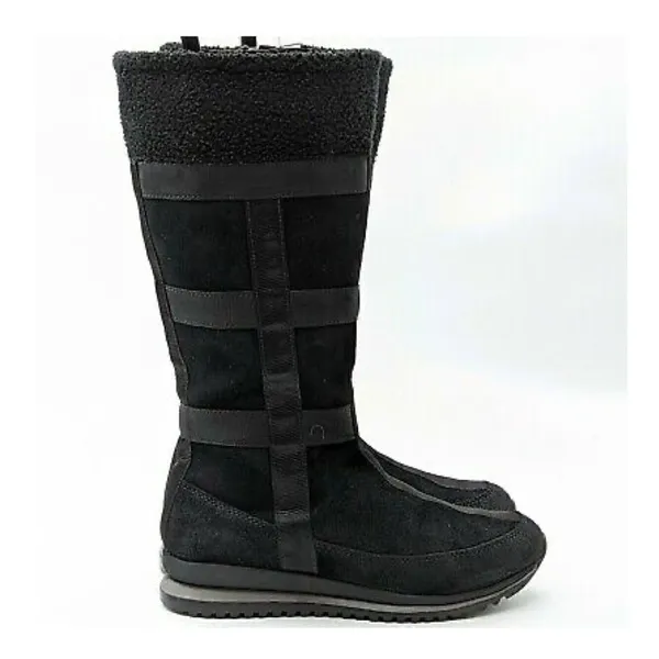 Timberland Women Vintage 90s Y2K Black Genuine Leather Tall Lug sole Boots - Image 3
