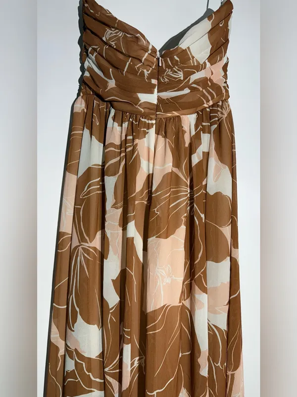 Katie May Adele Strapless Floral Maxi Dress in Brown and Blush Gown - Image 10