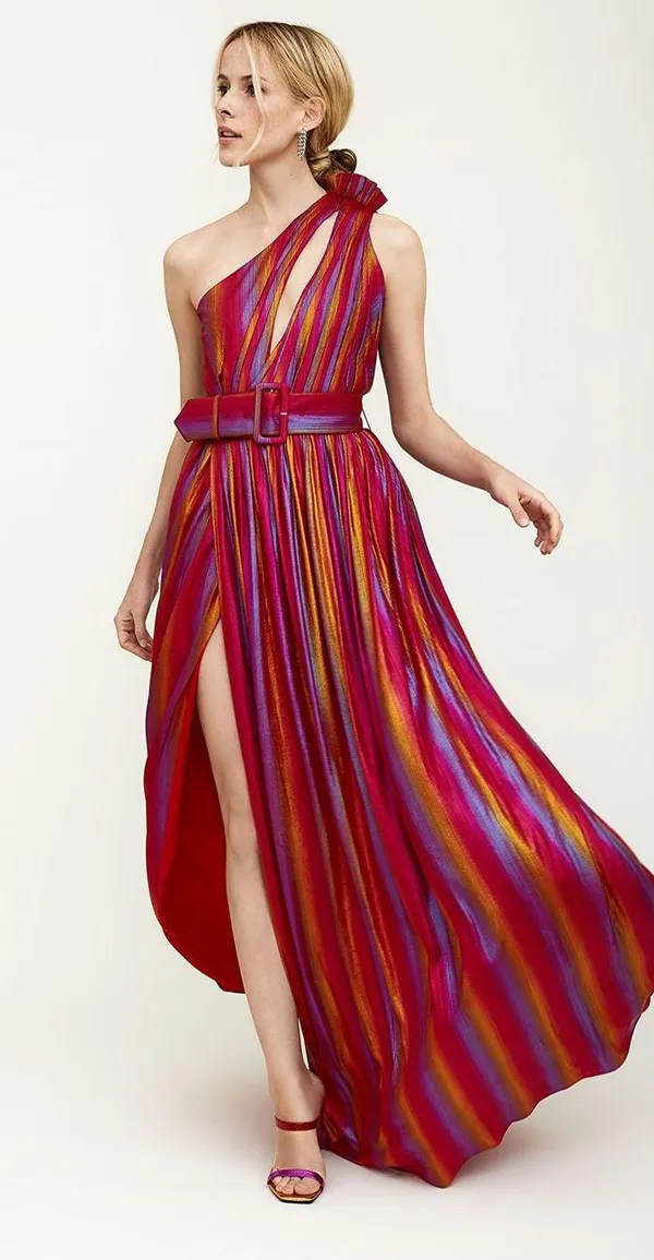 Retrofête Andrea Maxi Dress In Rainbow Red - Image 4