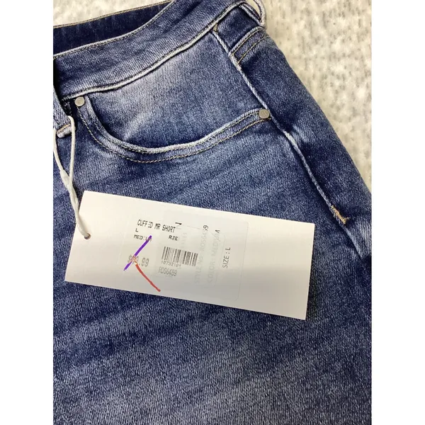 Risen Jeans Cuffed Mid Rise Denim Shorts Medium Wash RDS6459 Size L NWT - Image 7
