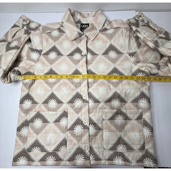 UGG Sun Shirt Jacket ButtonUp‎ Unisex Medium Pink Tan Cozy Chunky Oversized New - Image 4