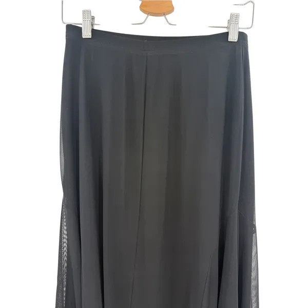 Tadashi Shoji Vintage 90s Sheer Mesh Overlay Formal Maxi Skirt Black Size Medium - Image 5