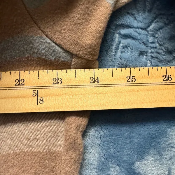 1919 | HFX Plaid Wool Blend Flannel Shacket Shirt Jacket Tan Blue Small‎ - Image 3