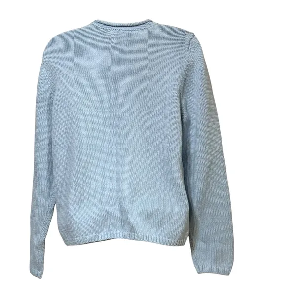 Gap Women Light Blue 100% Cotton Shaker Knit Crew Neck Sweater Size Medium - Image 2