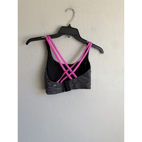 Lululemon Energy Bra Wild Black White Stripe Medium Support Sports Bra Womens 4 - Image 3