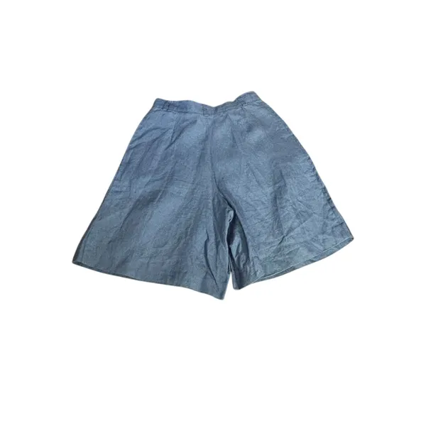 Vintage Harolds Blue Linen Shorts‎ High Waist Pleated Minimalist 90s Nautical - Image 5