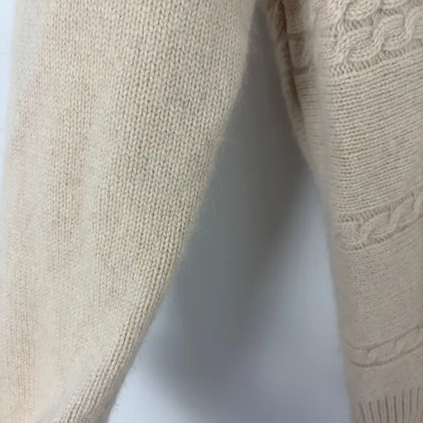 Rachel Zoe Cashmere Split Neck Sweater Cable Knit Old Money Luxury Capsule Large - Image 5