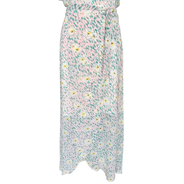 Luxology Women Pink Mint Floral‎ Faux Wrap Maxi Dress Short Flutter Sleeve NWT - Image 9